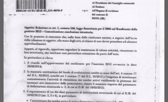 Noto. Veneziano pubblica i rilievi della Corte dei Conti al bilancio 2013, per Bonfanti sono superati